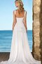 Robe de mariée au bord de la mer avec perle maillot de traîne courte decoration en fleur