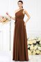 Robe demoiselle d'honneur longue de princesse ligne a manche nulle avec chiffon