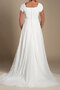 Robe de mariée de traîne courte brillant avec manche courte simple longue