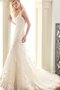 Robe de mariée elégant longue col u profond de sirène manche nulle