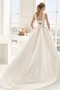 Robe de mariée naturel longue col en bateau trou serre ceinture