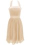 Robe demoiselle d'honneur naturel plissage de dos nu en chiffon manche nulle