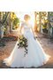 Robe de mariée vintage naturel jusqu'au sol en tout plein air de traîne moyenne