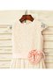 Robe cortège fille naturel a-ligne encolure ronde avec fleurs de princesse