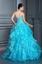 Robe de quinceanera longue avec lacets manche nulle de mode de bal avec perle