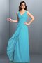 Robe demoiselle d'honneur plissage longue de princesse a-ligne bandouliere spaghetti