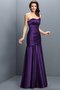 Robe demoiselle d'honneur longue ligne a ruché en satin avec zip