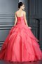 Robe de quinceanera longue de bustier manche nulle cordon de mode de bal