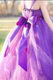 Robe cortège fille naturel bretelles spaghetti en tulle avec fleurs de mode de bal