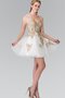 Robe de graduation plissage manche nulle avec perle appliques textile en tulle