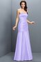 Robe demoiselle d'honneur longue ligne a ruché en satin avec zip