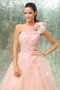 Robe de quinceanera d'épaule asymétrique textile en tulle a-ligne de mode de bal avec fleurs