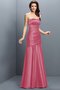 Robe demoiselle d'honneur longue ligne a ruché en satin avec zip