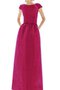 Robe demoiselle d'honneur longue sobre longueur au ras du sol en satin avec manche courte