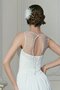 Robe de mariée romantique plissage manche nulle avec lacets col u profond