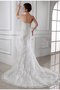 Robe de mariée manche nulle en satin cordon de traîne mi-longue de bustier