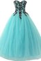 Robe de quinceanera en tulle manche nulle avec zip de mode de bal col en forme de cœur