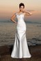 Robe de mariée avec perle manche nulle de tour de ceinture empire en satin a plage