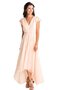 Robe demoiselle d'honneur nature romantique haut bas v encolure a-ligne