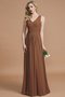 Robe demoiselle d'honneur ligne a manche nulle de princesse v encolure en chiffon