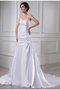 Robe de mariée de bustier satin tissé extensible avec perle manche nulle ligne a