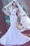 Robe de mariée naturel appliques de sirène avec manche longue de traîne moyenne