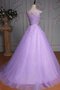 Robe de quinceanera naturel jusqu'au sol de mode de bal en dentelle en tulle