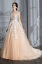 Robe de mariée naturel de mode de bal manche nulle textile en tulle col u profond