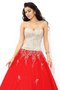 Robe de quinceanera naturel cordon longueur au ras du sol avec perle en satin