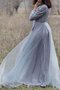 Robe demoiselle d'honneur delicat longueru au niveau de sol elevé textile en tulle avec ruban