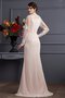 Robe mère de mariée longue naturel avec chiffon manche nulle de col carré