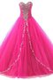 Robe de quinceanera longue de mode de bal en tulle col en forme de cœur avec perle