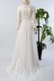 Robe de mariée plissage facile de col en v avec manche longue col u profond