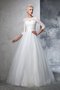 Robe de mariée en organza avec manche 3/4 appliques au niveau de cou de mode de bal