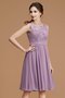 Robe demoiselle d'honneur avec chiffon col en bateau délicat ligne a courte