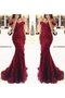 Robe de bal plissage distinguee d'epaule ecrite avec manche épeules enveloppants en dentelle