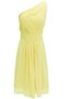 Robe demoiselle d'honneur bref naturel avec chiffon d'épaule asymétrique ruché