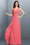 Robe demoiselle d'honneur plissage longue de princesse a-ligne bandouliere spaghetti