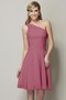 Robe demoiselle d'honneur naturel courte de princesse avec chiffon ligne a