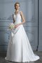 Robe de mariée decoration en fleur à la mode a-ligne de traîne courte de princesse