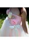 Robe cortège fille plissé en tulle jusqu'au sol avec perle de tour de ceinture en haute