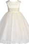 Robe cortège fille plissé avec nœud à boucles a-ligne arrivée au mollet textile en tulle