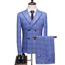 Hommes 3 pièces robe hommes plaid costumes d'affaires costume de mariage mode