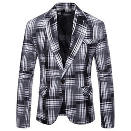 Nouveaux hommes mode manteau/hommes plaid costume veste fleur