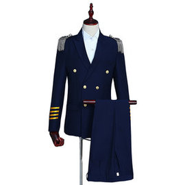 Costumes slim fit hommes double boutonnage costumes hommes bleu marine blazer