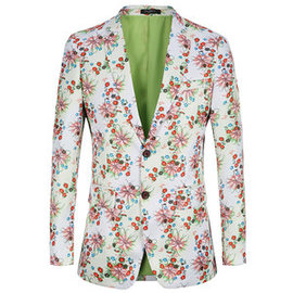 La taille européenne imprimé hommes de fête veste hommes blazer floral costume