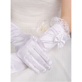 Taffetas Avec application Blanc Chic | Gants de mariée modernes