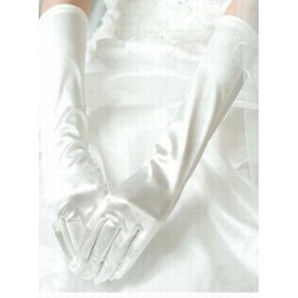 Satin blanc simple élégant | Gants de mariée modestes