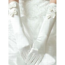 Satin avec bowknot ivoire élégantes | Gants de mariée modestes