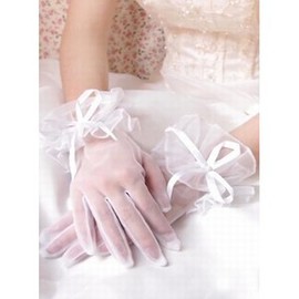 Organza avec bowknot blanc Chic | Gants de mariée modernes